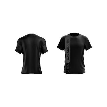 Imagem de Camiseta Manga Curta Grupo Casas Bahia Preta com Logo Branca e Cinza