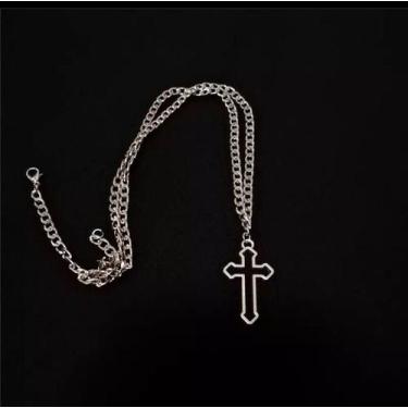 Imagem de Colar Cruz Pingente Prateado Crucifixo - DCXAM