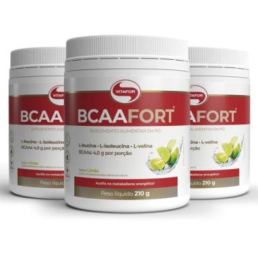 Imagem de Kit 3 Bcaa Fort Vitafor Vegano 210G Limão