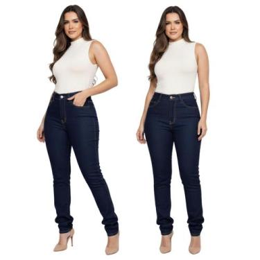 Imagem de Kit 3 Calças Jeans Feminina Azul Skinny Alta Durabilidade - Mundo Novo