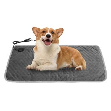 Imagem de Depisuta Cobertor de aquecimento de animais de estimação, 3 cama de gato aquecida suave de temperatura ajustável, USB portátil cão elétrico aquecimento almofada, 11,81 x 23,62 polegadas (Cinza)