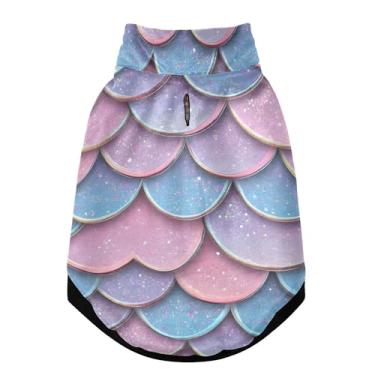 Imagem de SEHANY Casaco de cachorro com escama de peixe arco-íris para cães pequenos, superquente à prova de vento, jaqueta de inverno macia e aconchegante para clima de neve fria com coleira para animais de