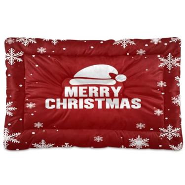 Imagem de SEHANY Cama de Natal com flocos de neve para cães e gatos com fundo antiderrapante, cama de canil, colchão macio para animais de estimação, lavável para cães pequenos, médios e grandes, gatos, 61 x 45