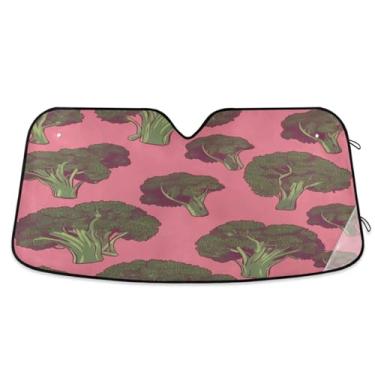 Imagem de Blueangle Protetor solar de para-brisa de carro padrão brócolis para carros - Proteção UV dobrável, ajuste universal 139.7 cm x 70.1 cm protetor de para-brisa frontal (336)