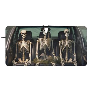 Imagem de Blueangle Para-brisa de esqueletos de carro - 149.9 cm x 76.2 cm dobrável janela dianteira do carro blocos de proteção solar raios UV viseira de sol (434)