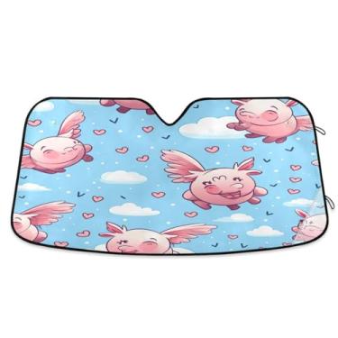Imagem de ATTX Pára-brisas de carro com padrão de porco voador fofo 139.7 cm x 70.1 cm escudo solar universal com proteção UV, persiana de janela frontal automática dobrável para caminhões Sedans SUVs #655