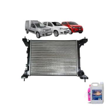 Imagem de Kit Radiador Novo Uno Pálio Evo 10> Mobi 16> Aditivo e Água Desmineralizada 5L