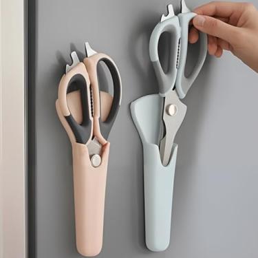 Imagem de 1 tesoura de cozinha resistente para carne/aves – Tesoura removível de aço inoxidável para alimentos com armazenamento magnético, pode ser lavada na lava-louças, lâminas de corte de ossos para