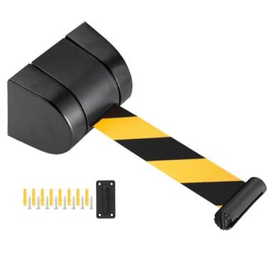 Imagem de HGTRH Barreira retrátil montada na parede, sistema de orientação de pessoas com design de fivela de plástico de engenharia ABS, trama simples para lojas de varejo, aeroportos, bancos H 4 furos 2M