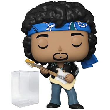 Imagem de POP Rocks: Boneco de vinil Funko Jimi Hendrix (Live in Maui Jacket) (pacote com caixa protetora compatível), multicolorido, 9,5 cm