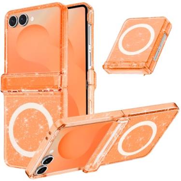 Imagem de Casetego Capa magnética para Galaxy Z Flip 7, [compatível com MagSafe] [Protetor de tela embutido] [Suporte] [Proteção de dobradiça] Capa feminina fina à prova de choque para Samsung Galaxy Z Flip 7