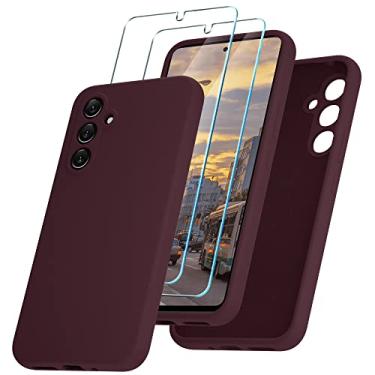 Imagem de YENAPOON Capa para Samsung Galaxy A54 5G e 2 unidades de película de vidro temperado, capa protetora fina de silicone líquido à prova de choque - cor ameixa