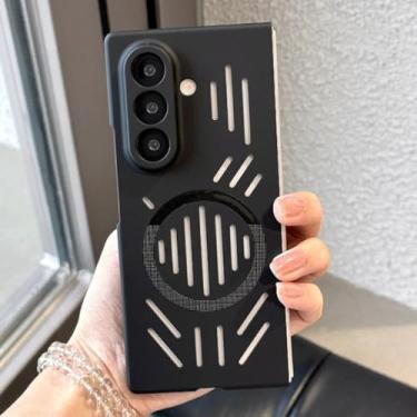 Imagem de Capa magnética com orifícios de dissipação de calor para Samsung Galaxy Z Fold 7 6 5 4 Zfold7 Zfold6 5g (para Galaxy Z Fold7/Preto)