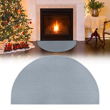 Imagem de Tapete de área de lareira – Tapete retardador de fogo meio redondo para casa, protege o piso e o tapete de decoração de faíscas e brasas fogão a lenha (81 x 152 cm)