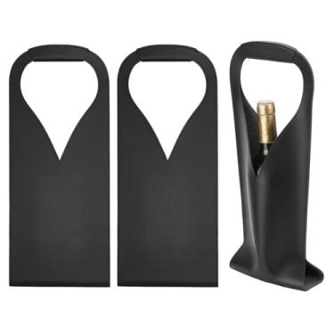 Imagem de OLYCRAFT 3 peças sacola de vinho preto reutilizável de couro para garrafa universal de 750 ml, bolsa de presente de vinho de couro PU, garrafa única, sacos de cerveja champanhe para aniversário