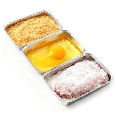 Imagem de Conjunto de 3 bandejas de panificação grandes, conjunto de panificação de aço inoxidável para marinar carne, frango, peixe, bandejas de preparação de alimentos, bandejas de revestimento podem ser