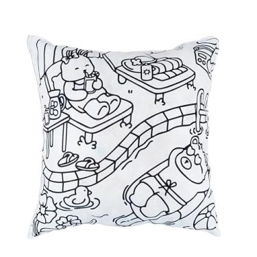 Imagem de Almofada para Colorir Bobbie Goods 35x35cm – Reutilizável, Lavável, Estimula Criatividade Infantil, Decoração de Quarto e Brincadeira Educativa, Presente para Crianças – Estampas Sortidas