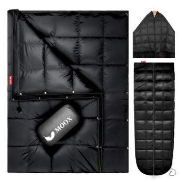 Imagem de MOOX Cobertor de acampamento embalável para mochila e acampamento ao ar livre, leve, quente, resistente à água, saco de dormir inchado, viagem, trilhas, 140 x 200 cm, cobertor impermeável para