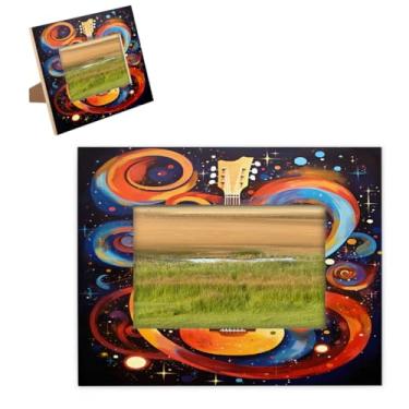 Imagem de hongjinglin Porta-retrato de 20,3 x 25,4 cm, notas de guitarra de madeira, molduras para fotos de música Pellis com tapete para parede e mesa, para decoração de casa e amigos da família, ideias de