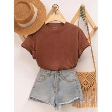 Imagem de Camiseta Feminina Básica TShirt Lisa Premium Tendência Blusinha 100 Al