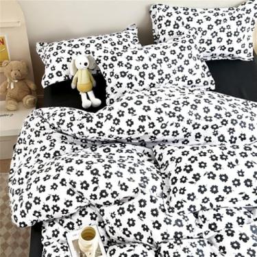 Imagem de XLCZMYL Conjunto de capa de colcha de quatro peças de algodão lavado em água pura para quarto de estudante, solteiro/duplo, conjunto de cama de três peças, 5, capa 150 x 200 cm, 3 peças