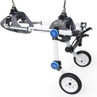 Imagem de PUJPOQRP Cadeira de rodas para cães assistente de caminhada paralisada para cães com deficiência Suporte completo leve 2 rodas Carrinho de cachorro peso 4,4 a 23 kg para gatos adultos cães pequenos