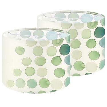 Imagem de Conjunto de 2 persianas de tecido, flores e plantas, 33 cm, linho natural feito à mão, abajures para candeeiros de mesa, luminárias de chão (2, circulares)