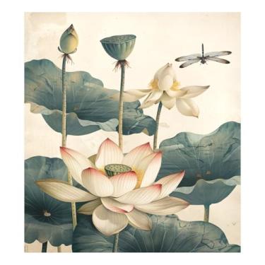 Imagem de Qilmy Linda capa de ímã de lava-louças de flores de lótus 58 x 66 cm capas decorativas de geladeira para porta frontal adesivo magnético para máquina de lavar louça painel de geladeira decalque para