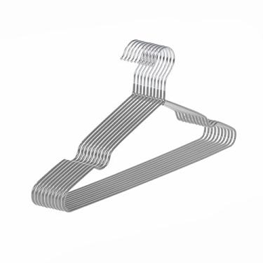Imagem de gofuch Cabides antiderrapantes revestidos de PVC ultrafinos de metal, pacote com 10 cabides para guardar espaço para armário, 40,6 cm de largura para ternos, vestidos, jaquetas (cinza)