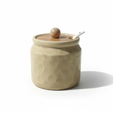 Imagem de Porta Condimentos Cerâmica Stoneware Craft Colher Bambu - Ricca Housew