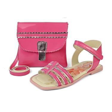 Imagem de Kit Sandália Esportiva Infantil Menina Rasteirinha Confortável Com Bolsa Tiras Pink Mzkid-Feminino