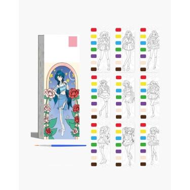 Imagem de Livro de colorir com 12 folhas de artesanato com água, caderno de pintura em aquarela com um pincel LCC2445-04