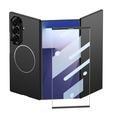 Imagem de FWYANZH Capa magnética para Samsung Galaxy Z com três dobras, capa fina minimalista para PC, protetor de tela integrado, capa à prova de choque, preta, dobra tripla