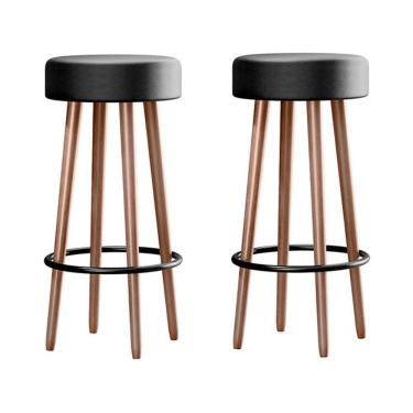 Imagem de Kit 2 Banquetas Berlin 70cm Couríssimo Preto - Salaone Preto