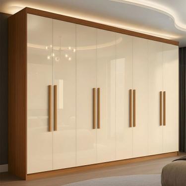 Imagem de Guarda-Roupa Casal German 8 Portas 4 Gavetas Cinamomo/Off White - Maxel