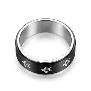 Imagem de Fuqimanman2020 Anel giratório de tartaruga marinha para alívio da ansiedade, antiestresse, aço inoxidável, esmaltado, para mulheres, homens, casal, havaiano, joia de animal, Metal, Liga metálica.