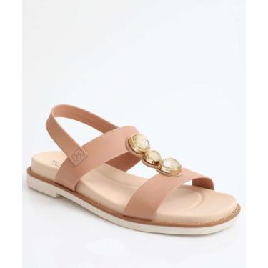 Imagem de Sandália Feminina Rasteira Pedras Modare Bege-18243, Bege, 35