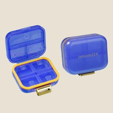 Imagem de Caixa organizadora de comprimidos portátil com 7 compartimentos à prova d'água para medicamentos (Roxo)