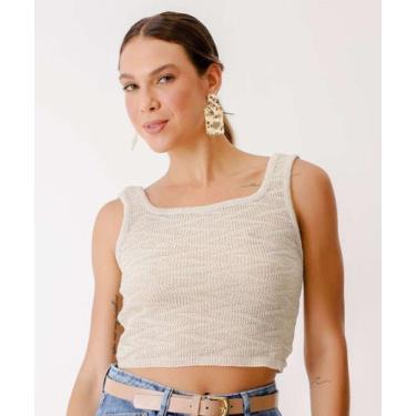 Imagem de Blusa Cropped Feminina Tricô Marisa-74060, Bege, P