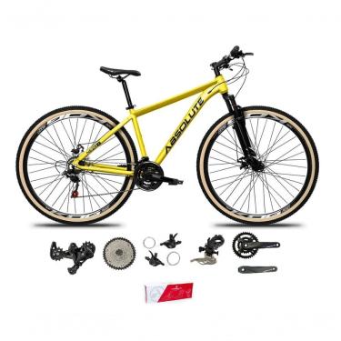Imagem de Bicicleta Aro 29 Absolute Nero 5 Alumínio 2x9 Freios Hidráulicos K7 Garfo Com Trava 18v Mtb amarelo Tam: 15