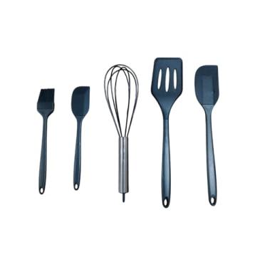 Imagem de Kit de Utensílios de Cozinha em Silicone, 5 Peças, Inclui Batedor, Espátulas e Pincel