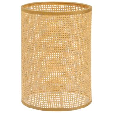 Imagem de Gatuida Abajur rústico de tecido de vime, abajur E27 para candeeiros de mesa, abajur decorativo para quarto, sala de estar, hotel, 21 x 14 cm