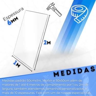 Imagem de Chapa Placa Policarbonato Compacto Cristal 6mm 100x200cm Proteção Proteção UV Folha Pergolado 2 metros por 1 metro Proteção Máquinas Decoração Segurança Anti Impacto 1000x2000mm | 2x1 | 1,0m x 2,0m