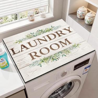 Imagem de Capas de lavadora e secadora para a parte superior de 59,9 cm x 50 cm, tapete protetor superior para lavadora e secadora, almofada antiderrapante para lavanderia, cozinha, decoração de casa