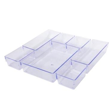 Imagem de Organizador Multiuso Modular Gavetas Acrilico Cristal e Fume(Kit 7 Cristal)