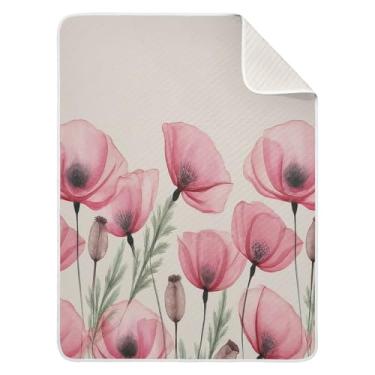 Imagem de Qilmy Cobertor de bebê de flor vintage 76 x 101 cm, cobertor infantil de algodão macio para meninos e meninas, cobertor infantil leve e quente para berço, carrinho de bebê, soneca, recém-nascido