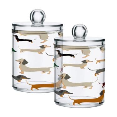 Imagem de Qilmy Pacote com 2 suportes Qtip para cães, frascos de boticário de 400 ml, vasilha organizadora de banheiro para cotonetes, bolas de algodão, almofadas de maquiagem, fio dental, sais de banho