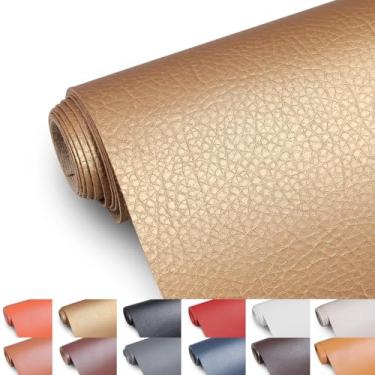 Imagem de Tecido de couro sintético, tecido de estofamento de 139,7 cm de largura por The Yard Marine Vinyl Fabric Outdoor PU Leather Waterproof Sheets Fabric for Crafts Sewings Sofa Wallets Handbag Earrings