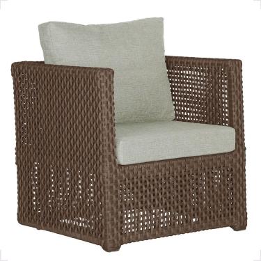 Imagem de 1 Poltrona Madri Alumínio Corda Náutica Estofado 3 Trama Marrom