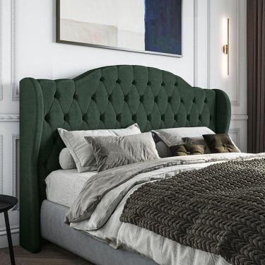 Imagem de Cabeceira Estofada King 195 Cm Cristal Veludo Verde